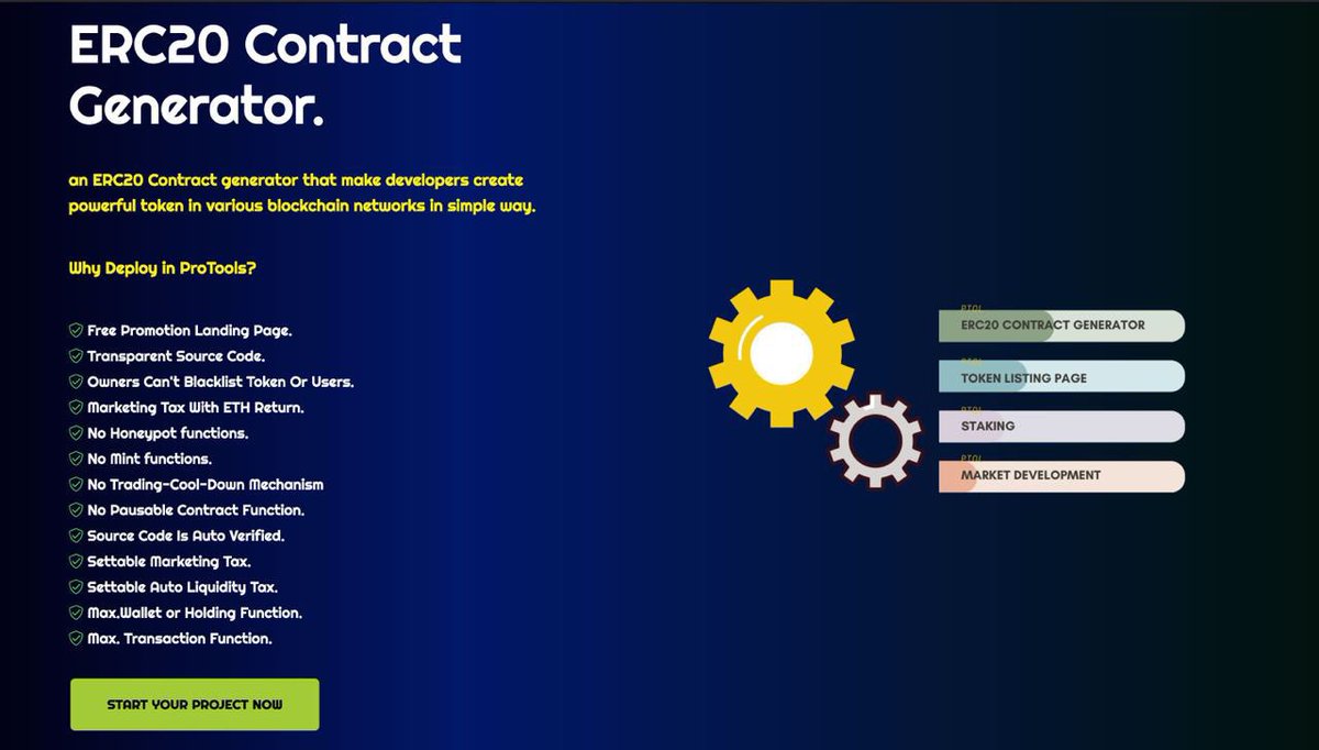 Altcoincall's tweet image. 🔥 @ProToolsOfc - ProTools Deployer Tools is an easyto- use utility where users with little or no coding experience can launch ERC-20 tokens within minutes.

👀 Must watch our Review video:
youtu.be/noHz8f94b9w

👩‍💻Web:
protools.tech

📊Chart:
dextools.io/app/en/ether/p…