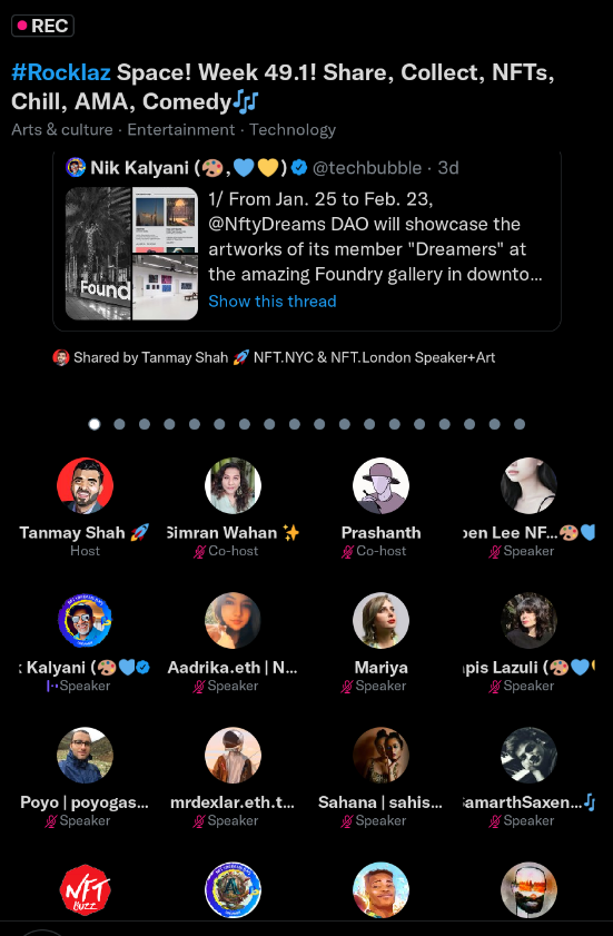 ahchoen's tweet photo. At the weekly @tanmayshah28 @TheSamosaRani @Prashanth_art space! 
With @techbubble really pushing boundaries to remove the barrier between blockchain linked art and IRL collectors market. 

https://t.co/w3o0DxIJG4 https://t.co/xqmIGFDBq4
