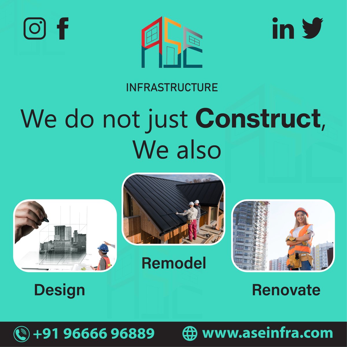 aseInfrastruct2's tweet photo. For services that aren't just related to construction, do contact the team of ASE INFRASTRUCTURE. For more details you can also visit our website!
Phone: 9666696889
Website: https://t.co/yD5wYKtnls
#Construction #Infrastructure #Builders #interiors #ASEInfrasctructure https://t.co/FBfuDtoelX