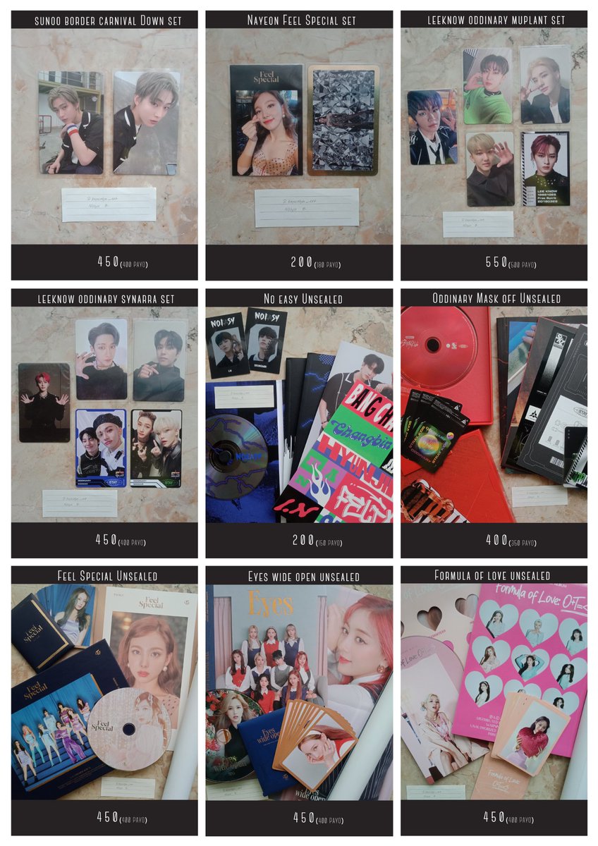 knownlyncrt's tweet photo. #knownlyn_sells
wts lfb twice enhypen stray kids ph 

{ quitting sale } 
Please read T&amp;Cs
Reply “mine + item” to claim. 

🏷️sunoo down nayeon feel special leeknow muplant synarra oddinary scanning mask off pob unsealed eyes wide open formula of love skz

📋https://t.co/iPla9PXeQ6 https://t.co/a6jXUb5V4u