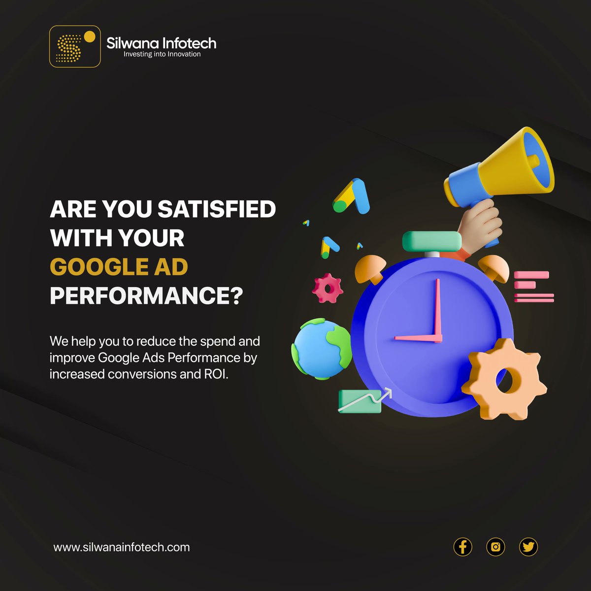 Silwatech's tweet image. Are you Satisfied with Your Google Ads Performance? Are you Getting Good Number of Conversions and  ROI from your PPC Campaigns?
#GoogleAds
#GoogleAdsPerformance
#PPCAdsAgency
#MaximizeConversions
#IncreaseROI
#PPCAuditc
#LeadGeneration