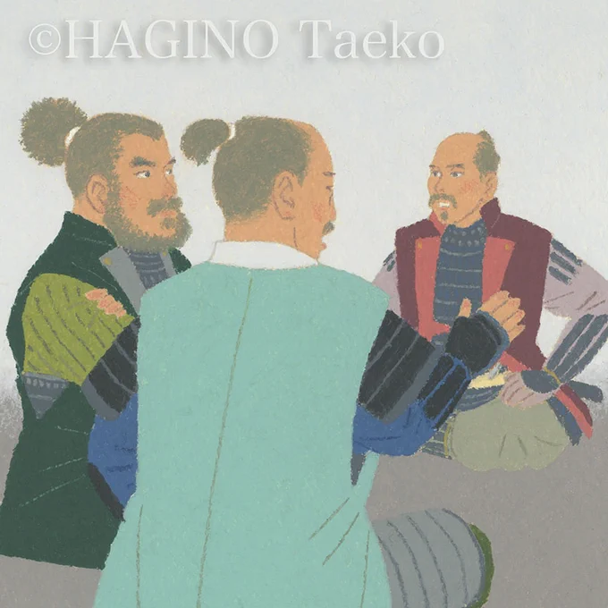 北國新聞、富山新聞連載小説 安部龍太郎さん作「銀嶺のかなた」第17~20回挿絵です。時代小説の挿絵というよりも絵本的な(;・∀・) 