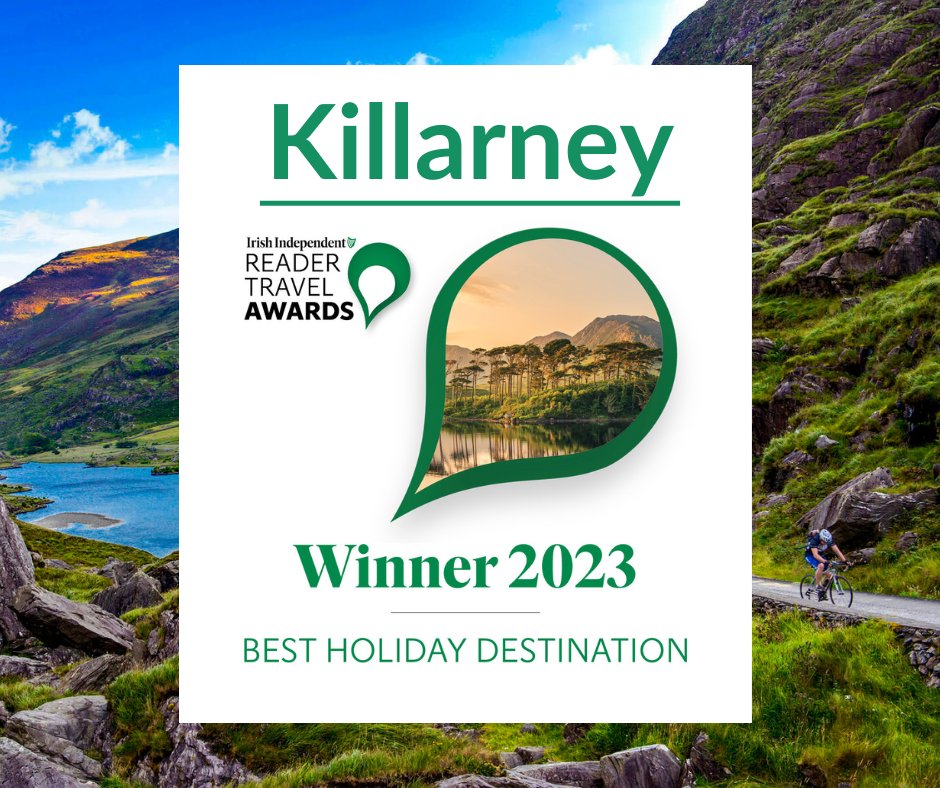 Congratulations to Killarney for winning ‘Ireland’s Best Holiday Destination’ in the @indo_travel_ Reader Travel Awards for 2023! 

#indotravelawards @IndoWeekend #DiscoverKerry #lovekillarney #killarney @killarneydotie   @poloconghaile @RozannaPurcell @francisbrennanb