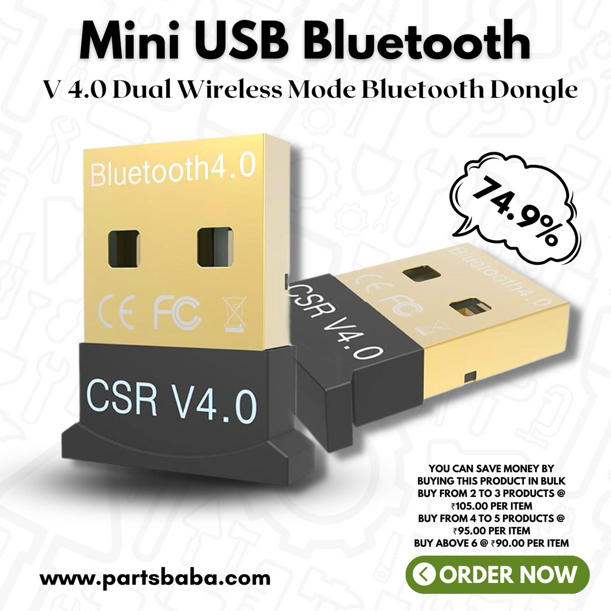 Mini USB Bluetooth
V 4.0 Dual Wireless Mode Bluetooth Dongle
Buy Now On Partsbaba.com
Buy And Get Discount / Buy Product In Bulk And Get More Discount
@Partsbaba.com

#partsbaba #bt #ysb #USBdongle #dongle #buynow #discount #bulkbuy #wireless