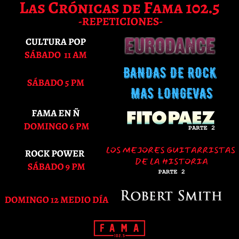 Si te perdiste o quieres volver a escuchar #LasCrónicasDeFama1025, estos son nuestros horarios de repeticiones en #Fama1025 !!!
Genial Fin de Semana #GenteDeFama1025 !!
#LavateLasManos #UsaMascarilla
Escúchanos también en fama1025.com
WhatsApp 4156-1025