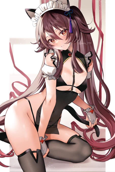 猫耳メイドランジェリー胡桃差分付き#Gensinimpact #HuTao 