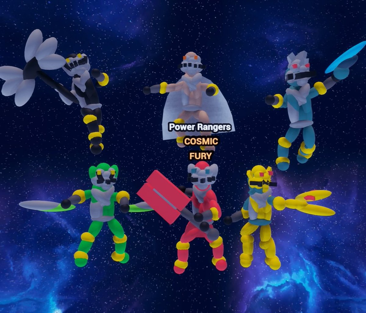 DarkVelCpt35th's tweet photo. Alright, I recreated the Power Rangers Cosmic Fury poster of all six rangers in Fortnite.
What do you think??
Here is a comparison for both the fortnite version I did, and the real one.
#PowerRangers #CosmicFury #Season30 #Fortnite #Zayto #Amelia #Ollie #Izzy #Javi #Aiyon https://t.co/uJGNuFUoBe