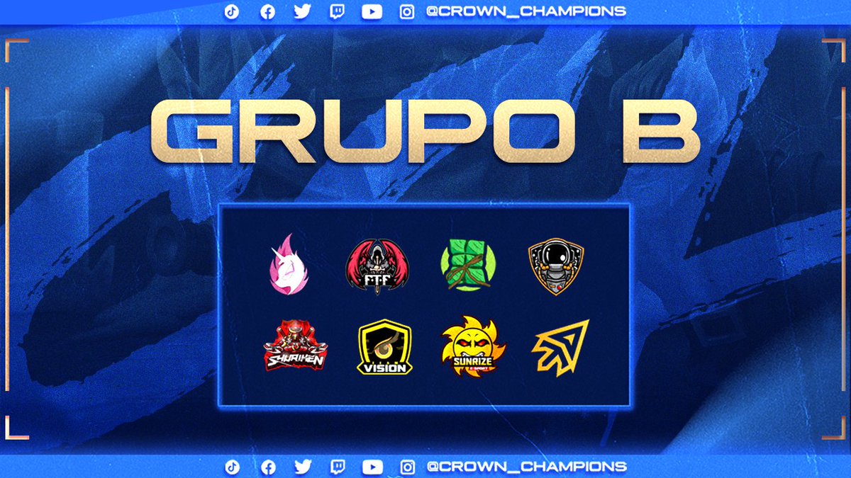 𝐂𝐑𝐎𝐖𝐍 𝐂𝐇𝐀𝐌𝐏𝐈𝐎𝐍𝐒𝐇𝐈𝐏 𝐋𝐄𝐀𝐆𝐔𝐄 (@crown_champions) on Twitter photo 𝗚𝗥𝗨𝗣𝗢 𝗕 | #ClashRoyale
Choque de regiones y buenos equipos nos esperan en este grupo , que región impondrá la supremacia ?
<a href="/DarkPrincessCR/">Dark Princess CR 👑👑</a>
<a href="/EsportFtf/">FTF-eSport 🏆</a>
<a href="/NacatamalEspor1/">Nacatamal Esports</a>
<a href="/NospaceGame/">No Space</a>
<a href="/SHURIKENCR/">ShurikenCR</a>
<a href="/TeamVision_Esp/">Team Vision 🦉</a>
<a href="/SunriZe__Esport/">SunriZe E-sport ☀️</a>
<a href="/TDelta_CR/">Team Delta (Δ)</a> 𝗚𝗥𝗨𝗣𝗢 𝗕 | #ClashRoyale
Choque de regiones y buenos equipos nos esperan en este grupo , que región impondrá la supremacia ?
<a href="/DarkPrincessCR/">Dark Princess CR 👑👑</a>
<a href="/EsportFtf/">FTF-eSport 🏆</a>
<a href="/NacatamalEspor1/">Nacatamal Esports</a>
<a href="/NospaceGame/">No Space</a>
<a href="/SHURIKENCR/">ShurikenCR</a>
<a href="/TeamVision_Esp/">Team Vision 🦉</a>
<a href="/SunriZe__Esport/">SunriZe E-sport ☀️</a>
<a href="/TDelta_CR/">Team Delta (Δ)</a>