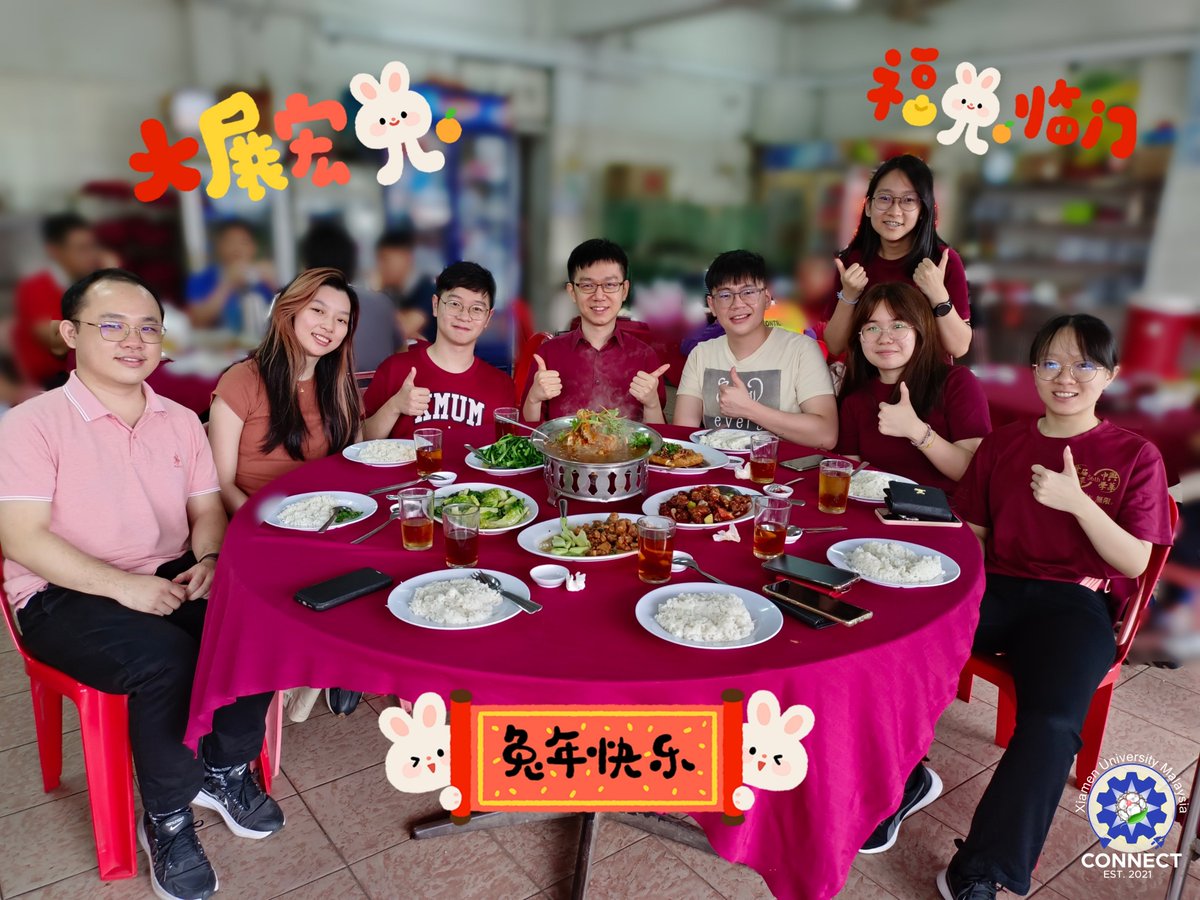 Ong_EnergyGroup's tweet photo. Happy Lunar New Year 2023 to all!新春大吉,恭喜发财,兔年吉祥如意!
Wishing everyone a prosperous Year of the Rabbit 🐰, good health & happiness!
Warm wishes from Center of Excellence for NaNo Energy & Catalysis Technology (#CONNECT), Xiamen University Malaysia (#XMUM)🎉🎉🧨🧨 https://t.co/jhpXpvbPjW