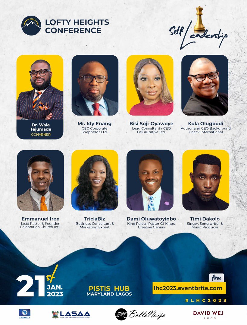 charactercoach_'s tweet photo. Here's an advice; make sure you get to the venue on time.

Gate opens 7am
Registration begins 8am
Conference kicks off at 9am

And for the worship experience..oh, you don't want to miss that!

See you tomorrow!
#LoftyHeights #SelfLeadership #LHC2023 #LHCReloaded

@LoftyHeightsNG https://t.co/0ek9SYZcyD