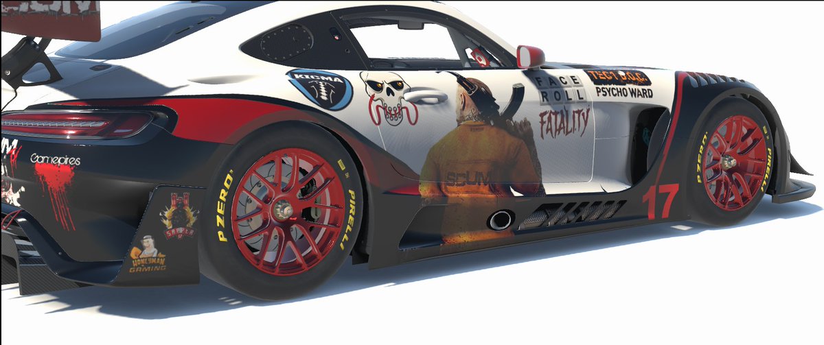 Sapper_17's tweet image. The paint has finally dried on the newest SCUM car design for the Mercedes GT3 that I will be running the Daytona 24HR in. Race starts at 11am eastern standard time. We will have 4 total drivers on the car for the 24 hours each doing 6 hours the stream will be for the whole race