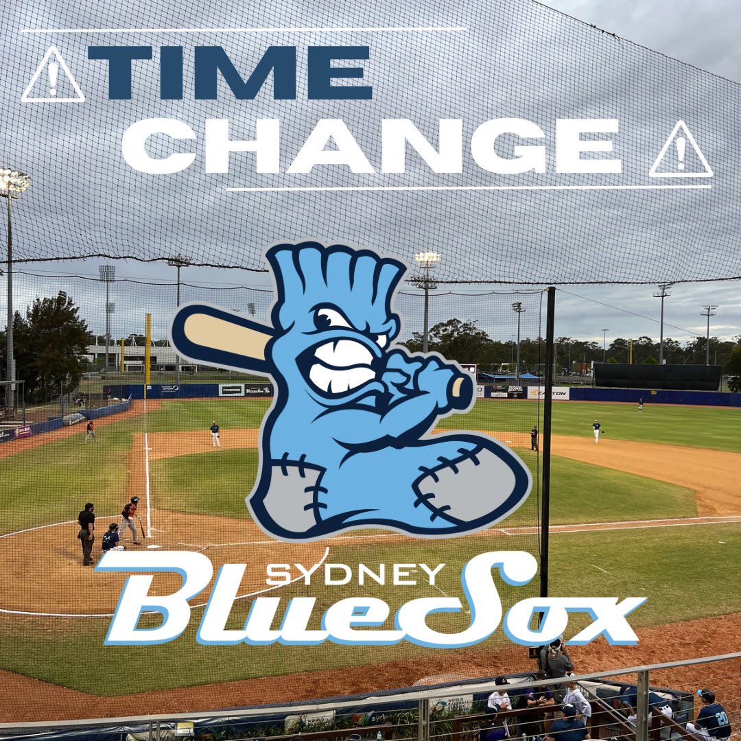 Due to inclement weather both Sydney &amp; Canberra have agreed to move Game 4 earlier in  hopes the final season game gets completed. 

First Pitch | 12pm AEDT 
Gates Open | 11am AEDT

Stay tuned to social media for updates. #ThisIsOurTime #RiseTogether #ABL23 #sydneybluesox #ABL