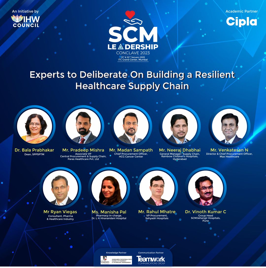 IHWCouncil's tweet image. It’s time to address long-standing vulnerabilities in the #healthcare supply chain! 
Meet our speakers for #SCMLeadershipConclave coming to deliberate on building a resilient supply chain on the 21st and 22nd Jan!

#SCM #Leadership