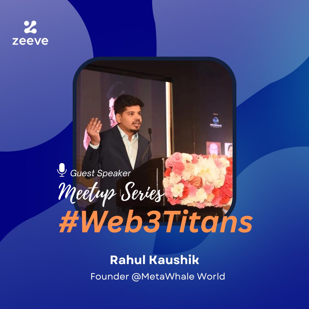 Metawhale_Rahul's tweet photo. We are excited to announce that we are participating in @0xZeeve meetup series #Web3Titans Pune, as a guest speaker.

We will be sharing our insights, experience and knowledge with our attendees. https://t.co/rcxj85OFSa