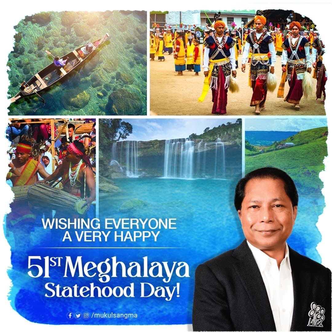 Warm wishes on the occasion of Meghalaya’s 51st Statehood Day! 

On this significant day, let us remember the immense contribution of the valiant founding fathers of our state; &amp; take pledge to uphold the spirit oneness &amp; unity to work for Meghalaya’s welfare.  <a href="/AITCofficial/">All India Trinamool Congress</a>