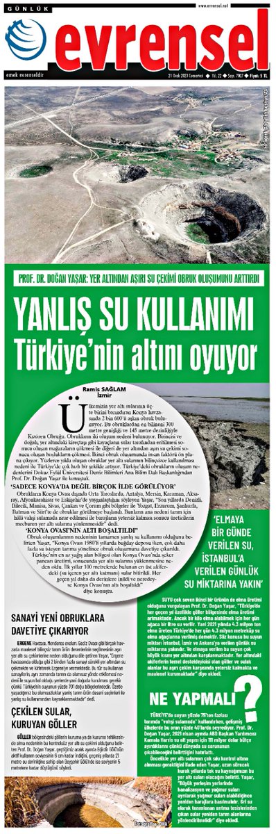 ramisrasi's tweet photo. @evrenselgzt @ProfDoganYasar :Yanlış su kullanımı Türkiye’nin altını oyuyor dedi... https://t.co/3a21BQaoFG