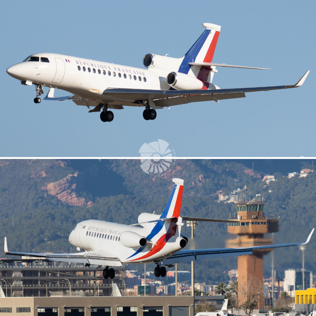 jmdeza1's tweet photo. Arriving to Barcelona for a summit between France &amp; Spain 
République Française 
Dassault Falcon 900 F-RAFQ
Dassault Falcon 7X F-RAFA
Dassault Falcon 7X F-RAFB
@Armee_de_lair @air_comment @VadeAviones  @spottersbcnprat https://t.co/8MCkW9MXn6