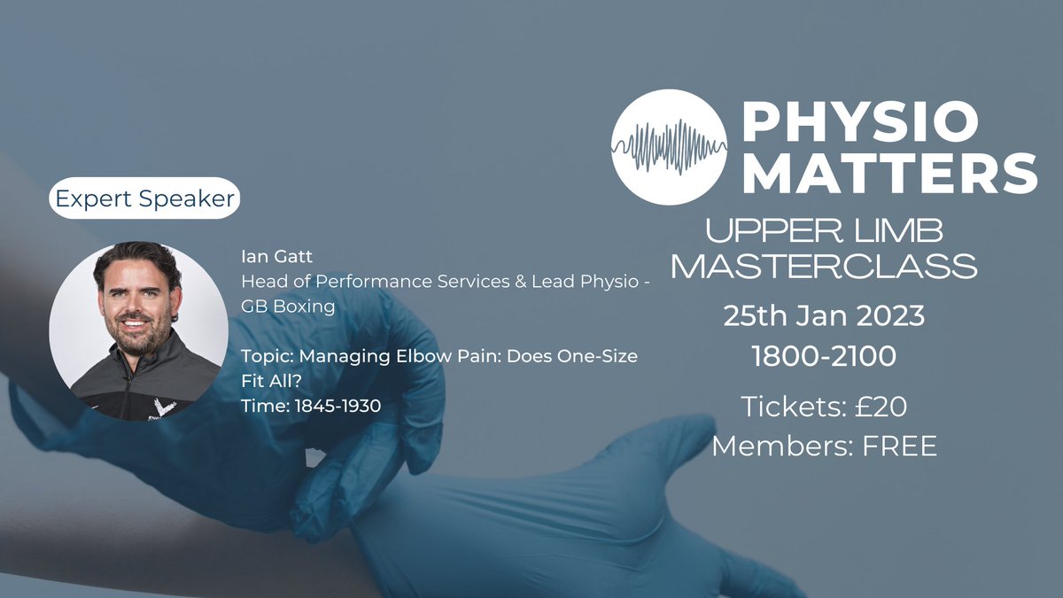 Physio Matters (@tpmpodcast) on Twitter photo 🧵/3
Speaker: <a href="/iangattphysio/">THE B🥊XING PHYSIO (allabouttheupperlimb🖐️🤛💪)</a>
Topic: Managing Elbow Pain: Does one size fit all?
Retweet this if you are tuning in to this talk! 👊 🧵/3
Speaker: <a href="/iangattphysio/">THE B🥊XING PHYSIO (allabouttheupperlimb🖐️🤛💪)</a>
Topic: Managing Elbow Pain: Does one size fit all?
Retweet this if you are tuning in to this talk! 👊