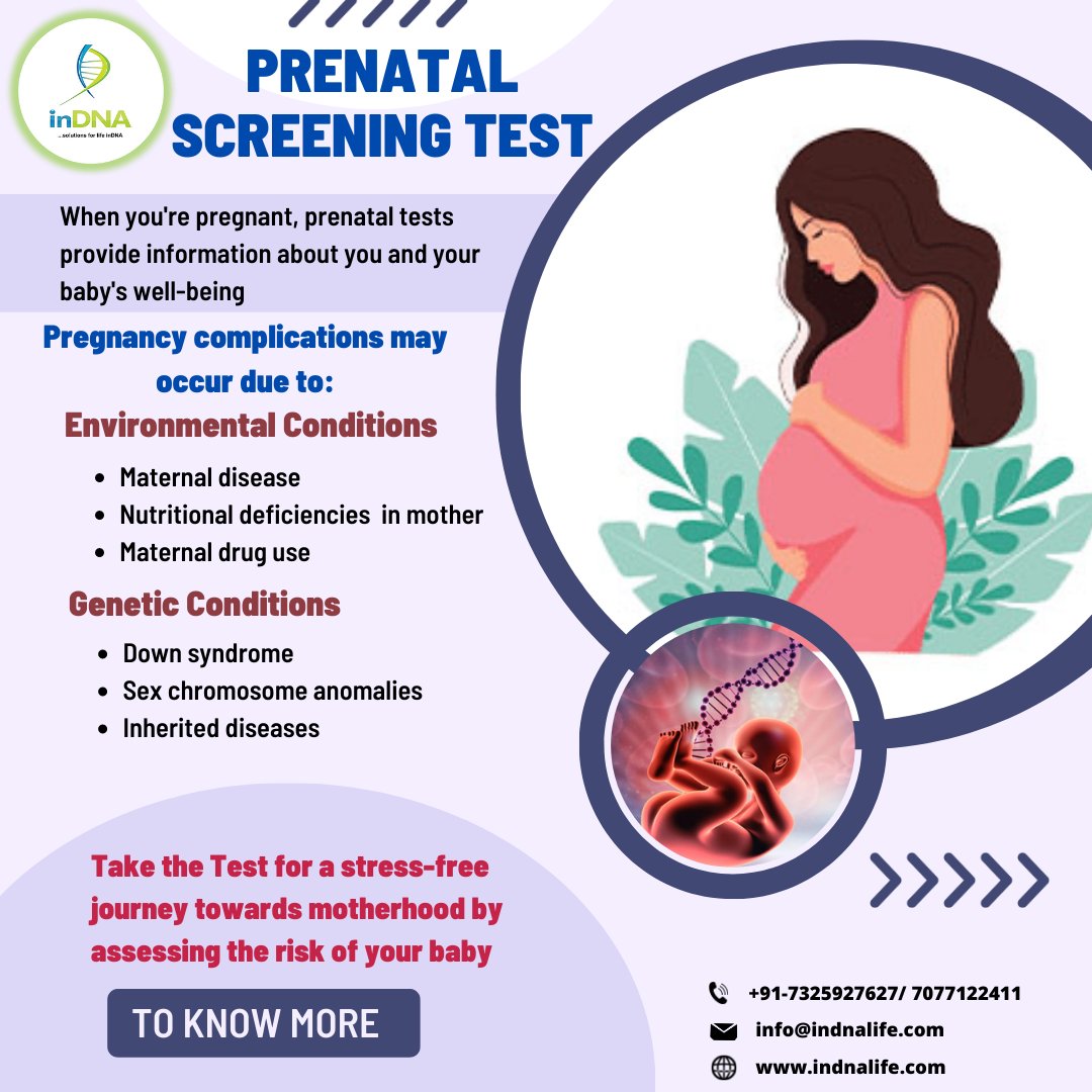 inDNA_life's tweet photo. Regular prenatal care throughout your pregnancy helps to catch potential concerns early and reduces the risk of pregnancy and birth complications related to the environmental and genetic conditions.
#geneticscreening #NIPT #dualmarkertest #triplemarkertest #quadruplemarkertest https://t.co/0xxNgMwbF2