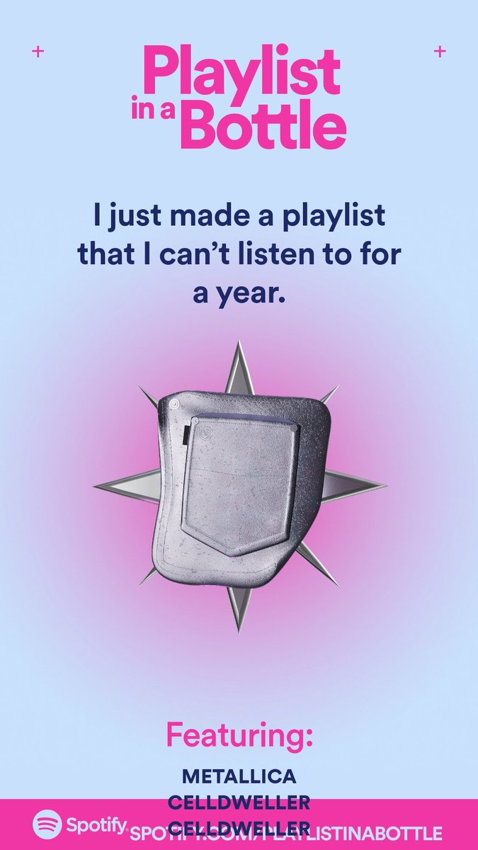 7WDVector's tweet photo. I just made a musical time capsule I can’t open until 2024.
Make yours with Playlist in a Bottle by Spotify: https://t.co/o8LzLX3UJa
#PlaylistinaBottle
https://t.co/Y1IRpFmoa4 https://t.co/46bMArpxLv