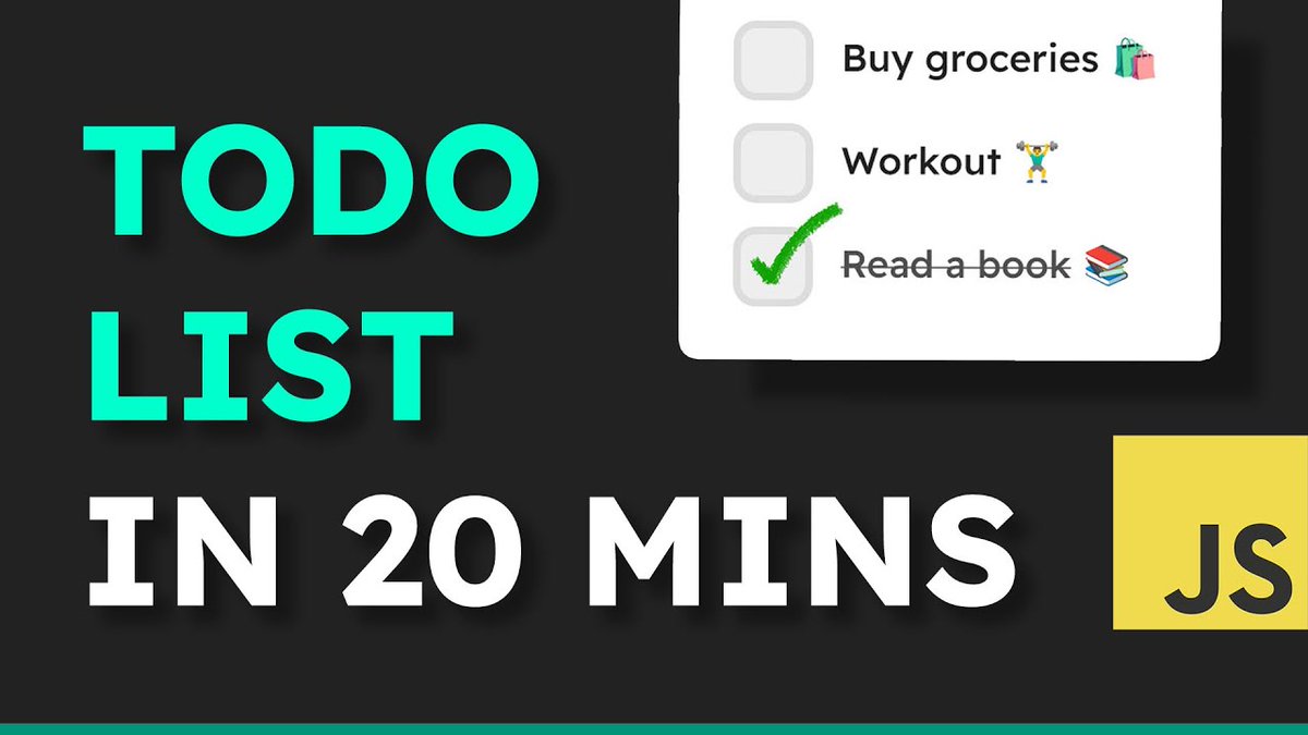 Build a To-Do List in 20 Minutes...

Using vanilla JavaScript - the best way to learn 😎

👇
youtu.be/cijPd-TXPn4

#webdev #webdevelopment #developer #code #coding #html #css #javascript #programming