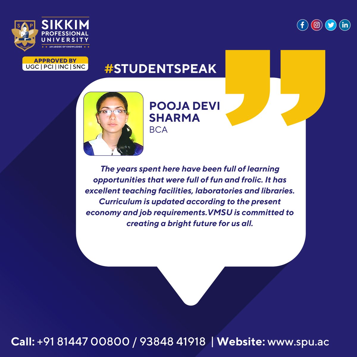 #SikkimProfessionalUniversity #sikkim #university #leadinguniversity #studenttestimonial #successstory #studentplacement #testimonial