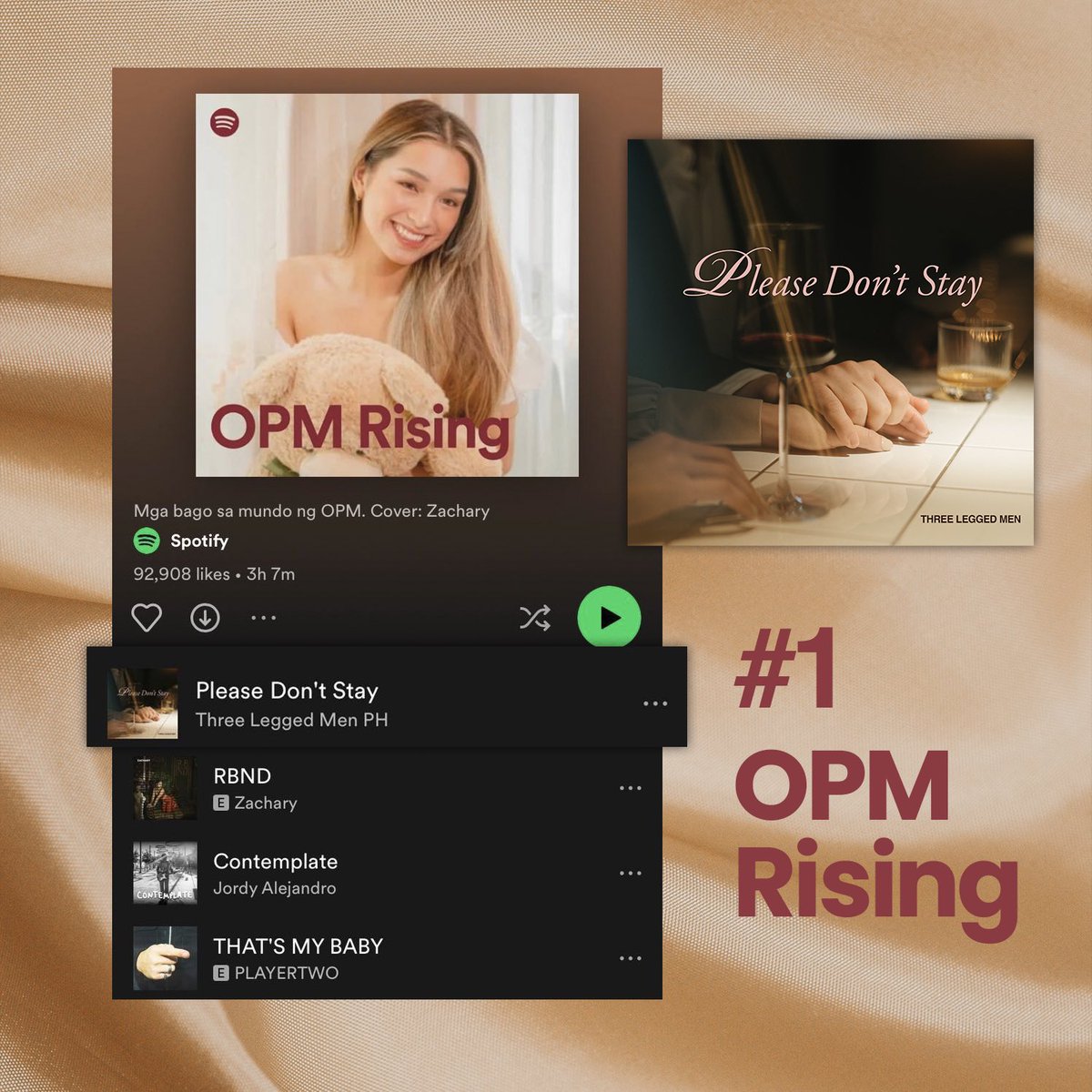 #PleaseDontStay is #1 on OPM Rising’s playlist today. 🥃 <a href="/Spotify/">Spotify</a> 

Stream our song on all music platforms. *link in bio
