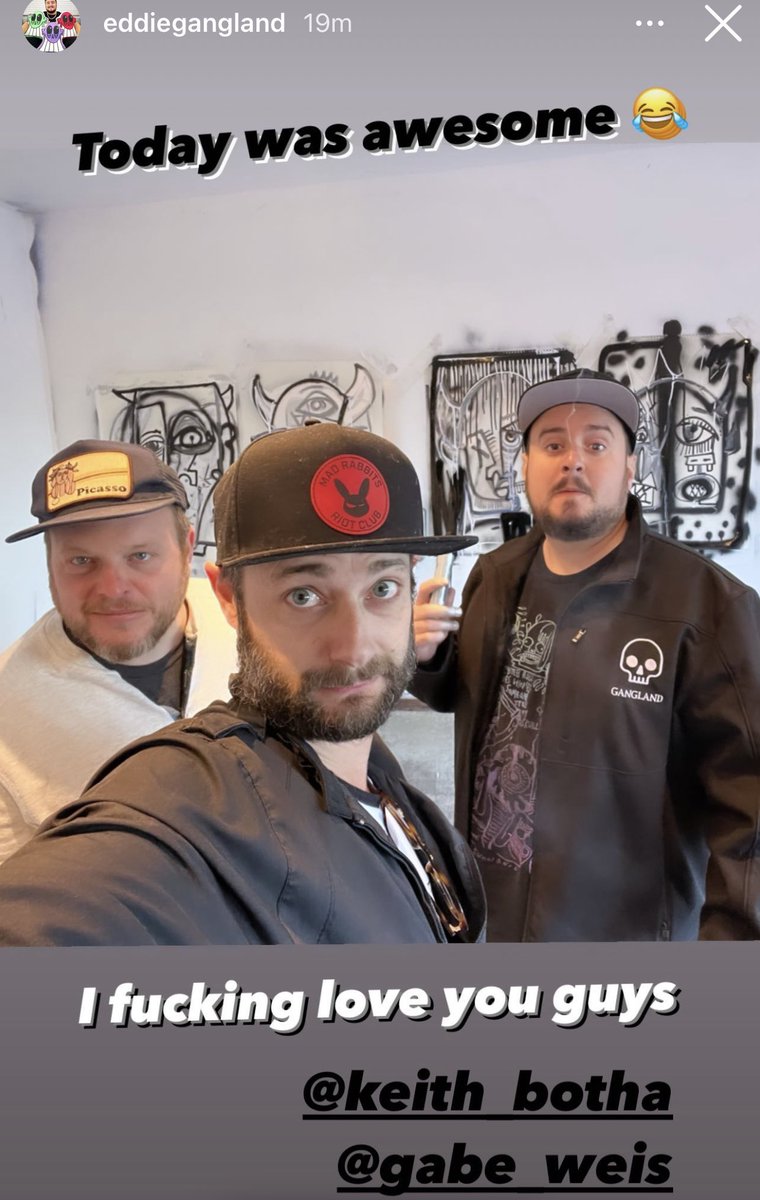 Great day in the art and content studio ! <a href="/GabrielJWeis/">Gabe Weis</a> <a href="/eddiegangland/">Eddie Gangland</a> ! See a little naughty <a href="/MadRabbitsRC/">Mad Rabbits Riot Club 🥕</a> in there to! #artwins !