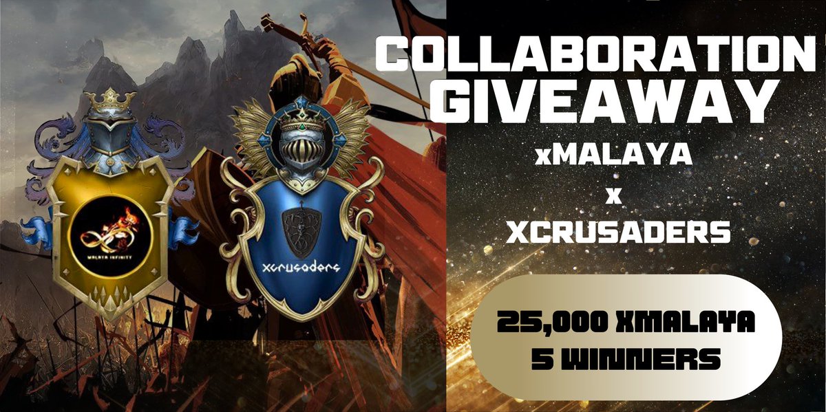 🛡♾ #xMALAYA X #XCRUSADERS ♾🛡

📣Join our COLLAB GIVEAWAYS!!!

♾ ❤️ + RT
♾ Tag 5 friends
♾ Follow <a href="/MalayaInfinity/">Malaya Infinity</a> + @Crusaders_NFT 
♾ Join the following:
Their discord: discord.gg/rcfcTwxu
Our discord: discord.gg/F68VvqFv5U
Our TG: bit.ly/MalayaInfinity

72HRS 🔥