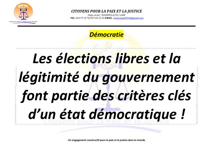 CitoyensPaix's tweet photo. #democratie
Les élections libres, inclusives et la légitimité du gouvernement dans une nation sont des critères clés d'un état démocratique.
#democratie
#Wademos
#SolidarityForDemocratie
#CPJ_GUINEE https://t.co/hUiLvrPjta