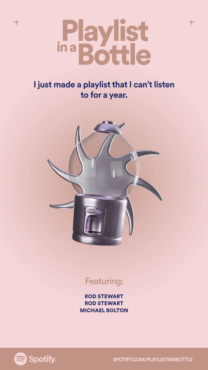 ahuurra's tweet photo. I just made a musical time capsule I can’t open until 2024.
Make yours with Playlist in a Bottle by Spotify: https://t.co/04vhc7eVOz
#PlaylistinaBottle
https://t.co/OOd4IwMHi7 https://t.co/osz32ywfyc