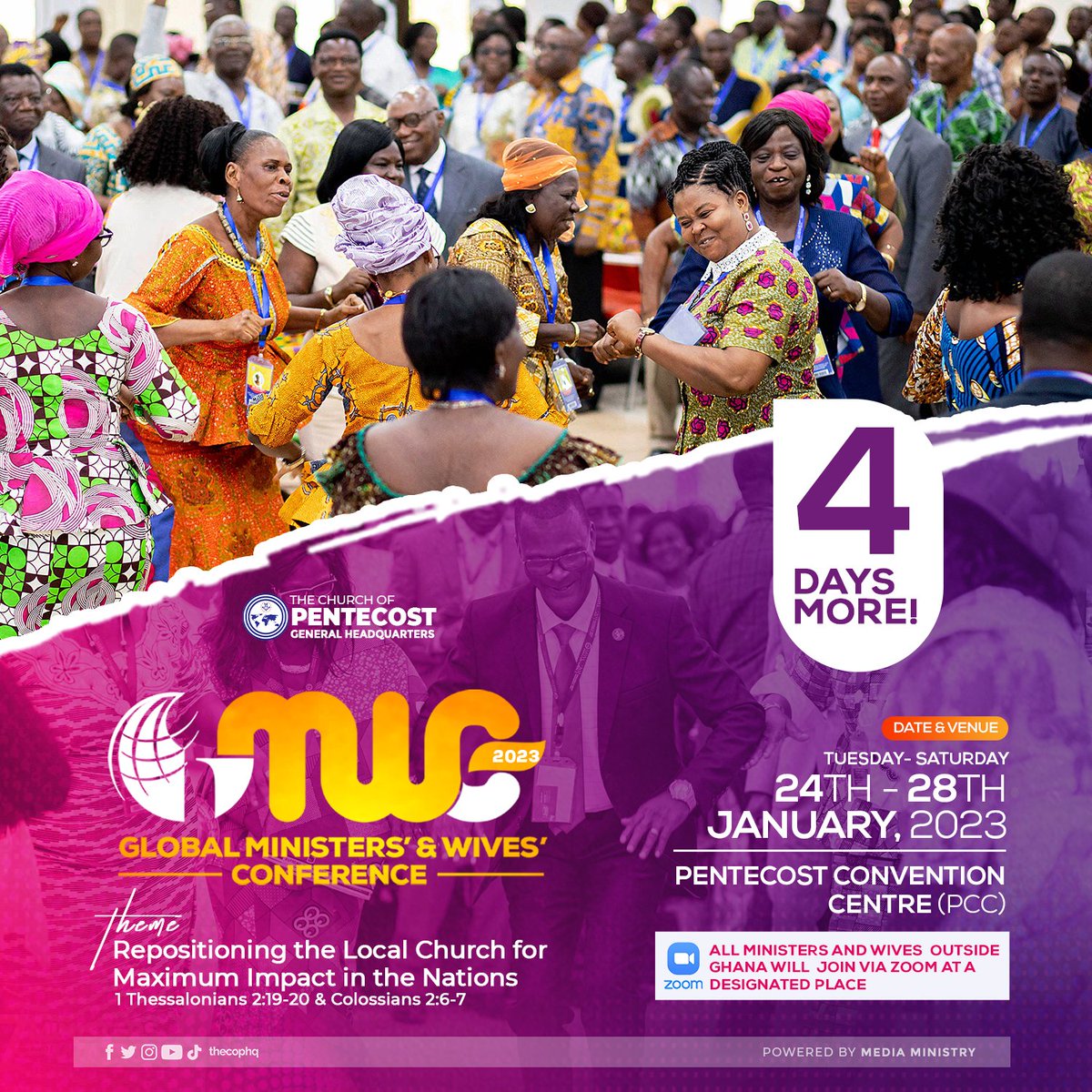 thecophq's tweet photo. The Global 🌍 Ministers' and Wives' Conference is just 4 days away 🔥 🙏 

#GMWC23 | #MaximumImpact | #PossessingTheNations https://t.co/57ClCEqCD0