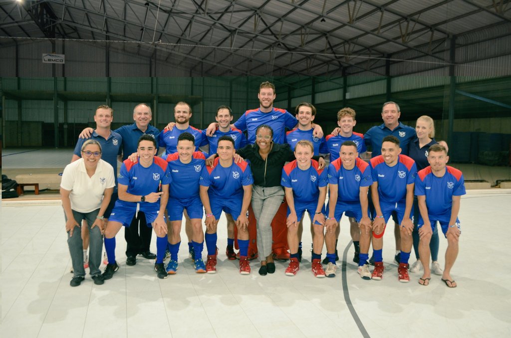 [APPRECIATION POST] 

Thank you to our Deputy Minister of @officialmsyns, @e_kantema and Ms. Monica Shapwa of @NAMDIANAM for joining the Indoor Hockey Men for their last practice at home, before they leave for @FIH_Hockey Indoor Hockey World Cup 

#IHWC2023
#IWC2023
#TeamNamibia