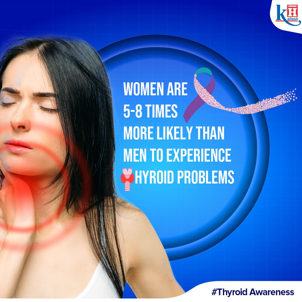 Women experience a high flux of hormones during pregnancy and again at menopause. So women are more prone to malfunction of the thyroid than men.

Consult our Endocrinologists: kailashhealthcare.com

#thyroidhealth #thyroiddisorder #Hyperthyroidism #thyroidimbalance #thyroid