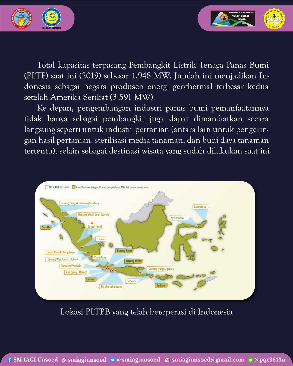 SMIAGIUnsoed's tweet photo. [TRIVIA #7 : PANAS BUMI DI INDONESIA]

Apa itu panas bumi? Dan bagaimana pemanfaatan panas bumi di Indonesia? Mau tau lebih lanjut mengenai Panas Bumi ? Simak Trivia Edisi #7 ya!
_______________________
SM-IAGI UNSOED 2022

#iagi
#smiagi
#smiagiunsoed https://t.co/nfX3GwwgMk