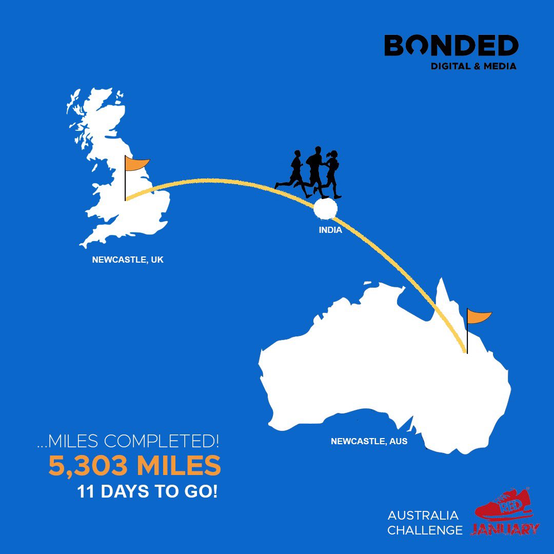💥We're officially half way to Australia on our #REDJanuary2023 challenge💥

With a stop off half way at India this weekend we haven't got far to go 🚶‍♀️🚴‍♀️🏊‍♀️🏃‍♀️

🚀 over 5000 miles completed this month as a team

#RedJanuary <a href="/REDJanuaryUK/">RED January</a>