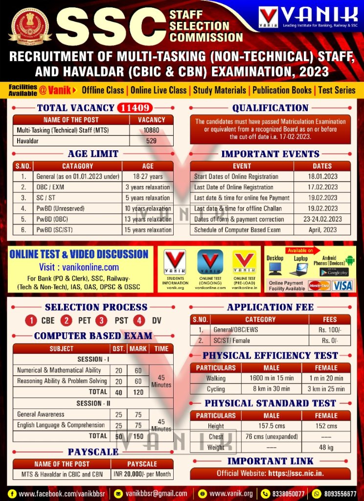 VanikEducation's tweet photo. SSC MTS Notification 2023
Staff Selection Commission has released the SSC MTS 2023 Notification on its official website …
Course Available at @VANIK
Contact us for More Details Call /Whats App -8093556677 / 8338050077
#vanik #sscnotification #SSC #vanikinstitute https://t.co/HiJnE39sl4