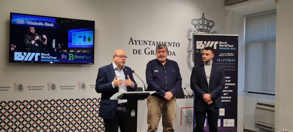 :: Hoy asistimos a la rueda de prensa en el Ayuntamiento de #granada como Main Sponsor del evento @Blockworldtour que tendrá lugar los días 26 y 27 de Enero en el Parque Tecnológico de Salud de Granada :: 🎙️Evento #carbononeutro 📢 Consigue tu entrada - blockworldtour.com