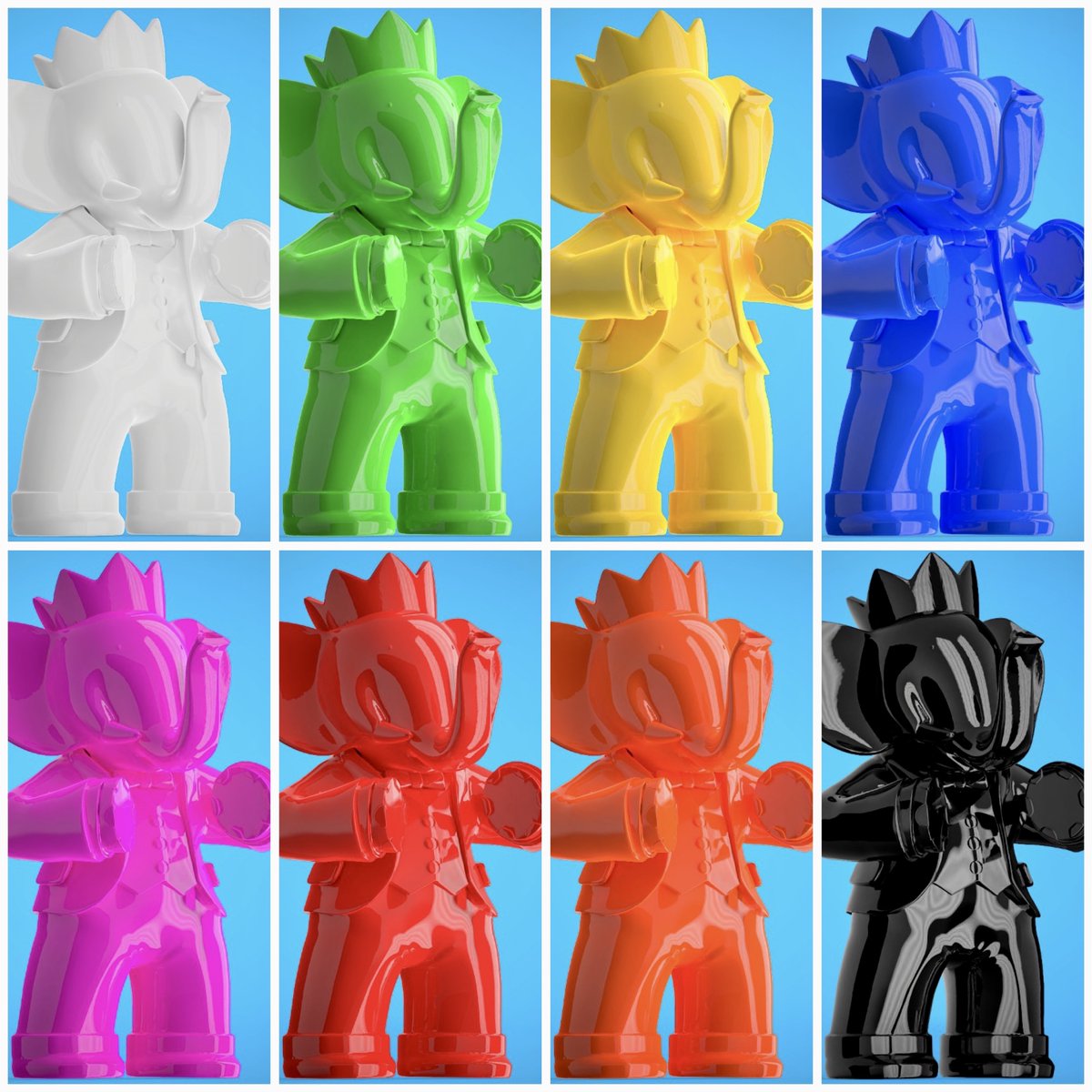 Babolex's tweet photo. Hello everyone 👋

The long-awaited colors of the statue are finally revealed 🌈

What do you think of this vibrant color pallet?

#coloroflife #vibrant #artcommunity https://t.co/Wv7Dfc2S0a