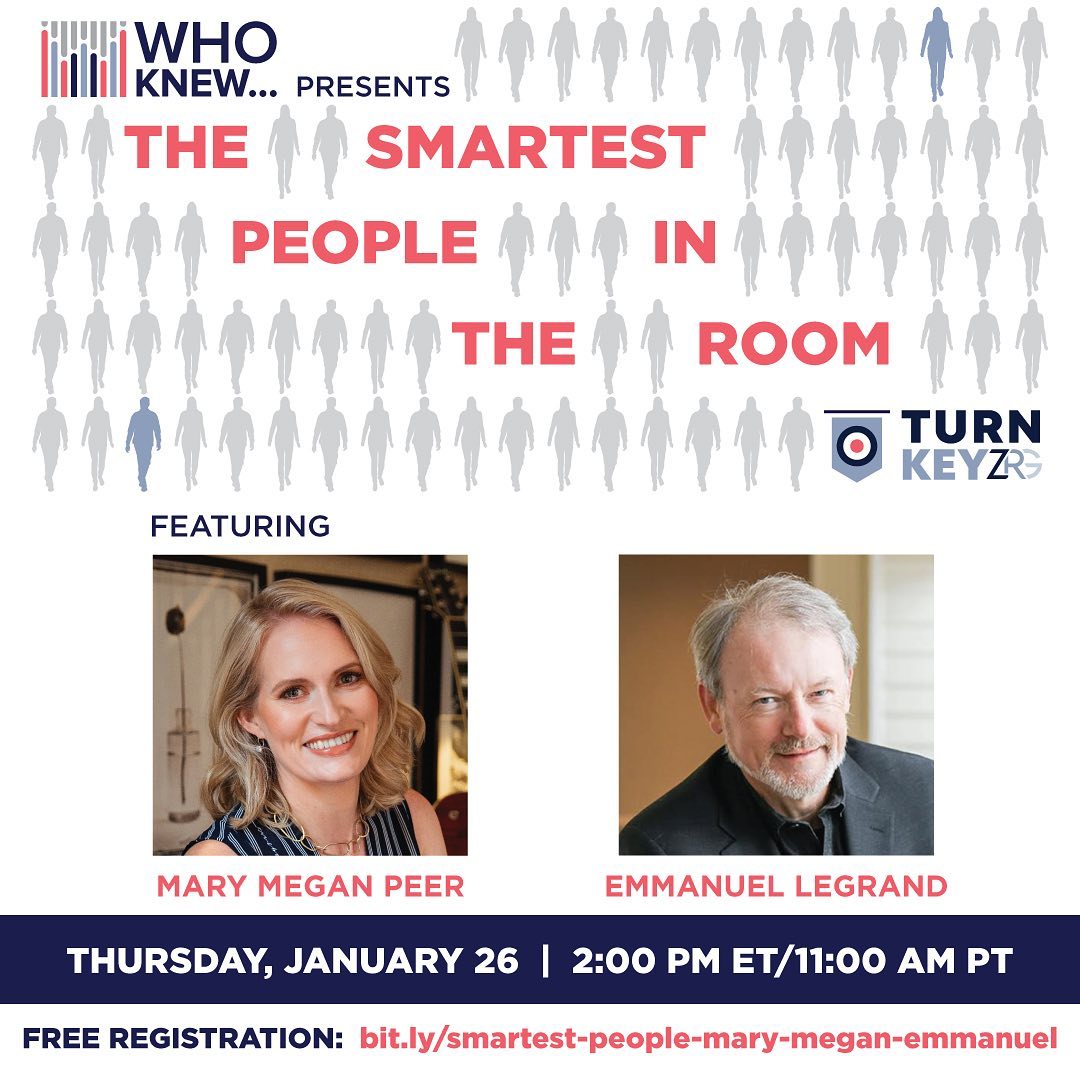 Join peermusic CEO <a href="/MaryMeganPeer/">Mary Megan Peer</a> for WHO KNEW’s “The Smartest People In the Room” interview with Creative Industries founder/editor <a href="/legrandnetwork/">Emmanuel Legrand</a> on Thursday, January 26 at 2PM ET. FREE with registration at the link below!
➡️bit.ly/smartest-peopl…