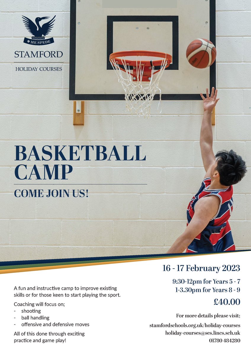 If you are still looking for half-term plans, <a href="/sport_ses/">SES Sport</a> are hosting three fantastic sports camps that will be ideal to develop your skills 🙌 lots of fun, game play and technical development led by specialists. <a href="/SJS_Head/">Stamford Junior School</a> <a href="/SESHSsport/">SHS SPORT</a> <a href="/Stamford_Sport/">SS Sport Dept</a> <a href="/SpedeNews/">Spede News</a>