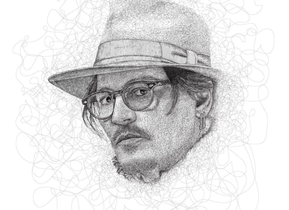 FabGillick's tweet photo. Scribble art of @JohnnyDeppNFT completed. https://t.co/PXKlbxd5jZ