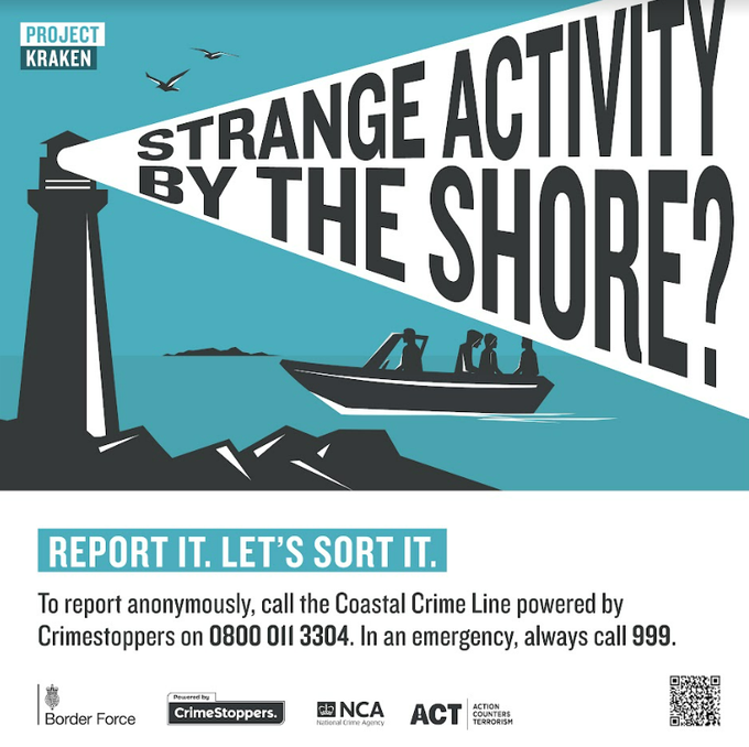 Cruising Association (@crewingservice) on Twitter photo Border Force covers over 11,000 miles of UK mainland coastline, operating in and around small ports and marinas. It raises vigilance and awareness of suspicious behaviour.
Report it, let’s sort it 👉crimestoppers-uk.org/campaigns-medi…
<a href="/CrimestoppersUK/">Crimestoppers</a> #ProjectKraken #Crimetoppers Border Force covers over 11,000 miles of UK mainland coastline, operating in and around small ports and marinas. It raises vigilance and awareness of suspicious behaviour.
Report it, let’s sort it 👉crimestoppers-uk.org/campaigns-medi…
<a href="/CrimestoppersUK/">Crimestoppers</a> #ProjectKraken #Crimetoppers
