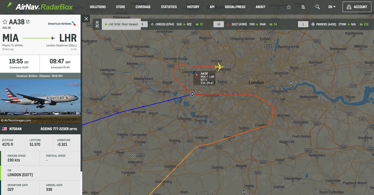 airlivenet's tweet photo. LIVE American Airlines #AA38 just performed a go around at London Heathrow. Track: https://t.co/TOPHKrDKVx
Watch: https://t.co/6jgc4tO4FR https://t.co/HuoMj4iBce