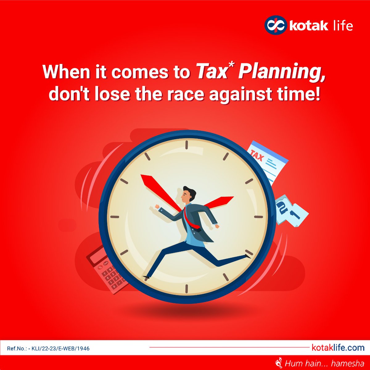 Kotak_Life's tweet photo. Delaying tax planning can slow down your progress towards your financial goals. So don't wait any longer and start planning now with Life Insurance.

Visit https://t.co/pBKqZubvtz now.

#LifeInsurance #KotakLife https://t.co/V3ALb1Y7vF