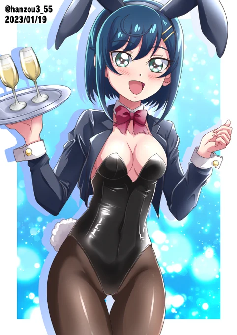 この間、ゆいちゃんのバニーガール絵を描いてので、ここねちゃんも描いてみました 