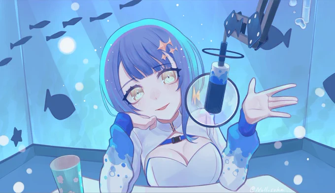 定期歌枠とっても助かるの絵!!!水曜22時は水槽夜会!!! #ととぴくと 