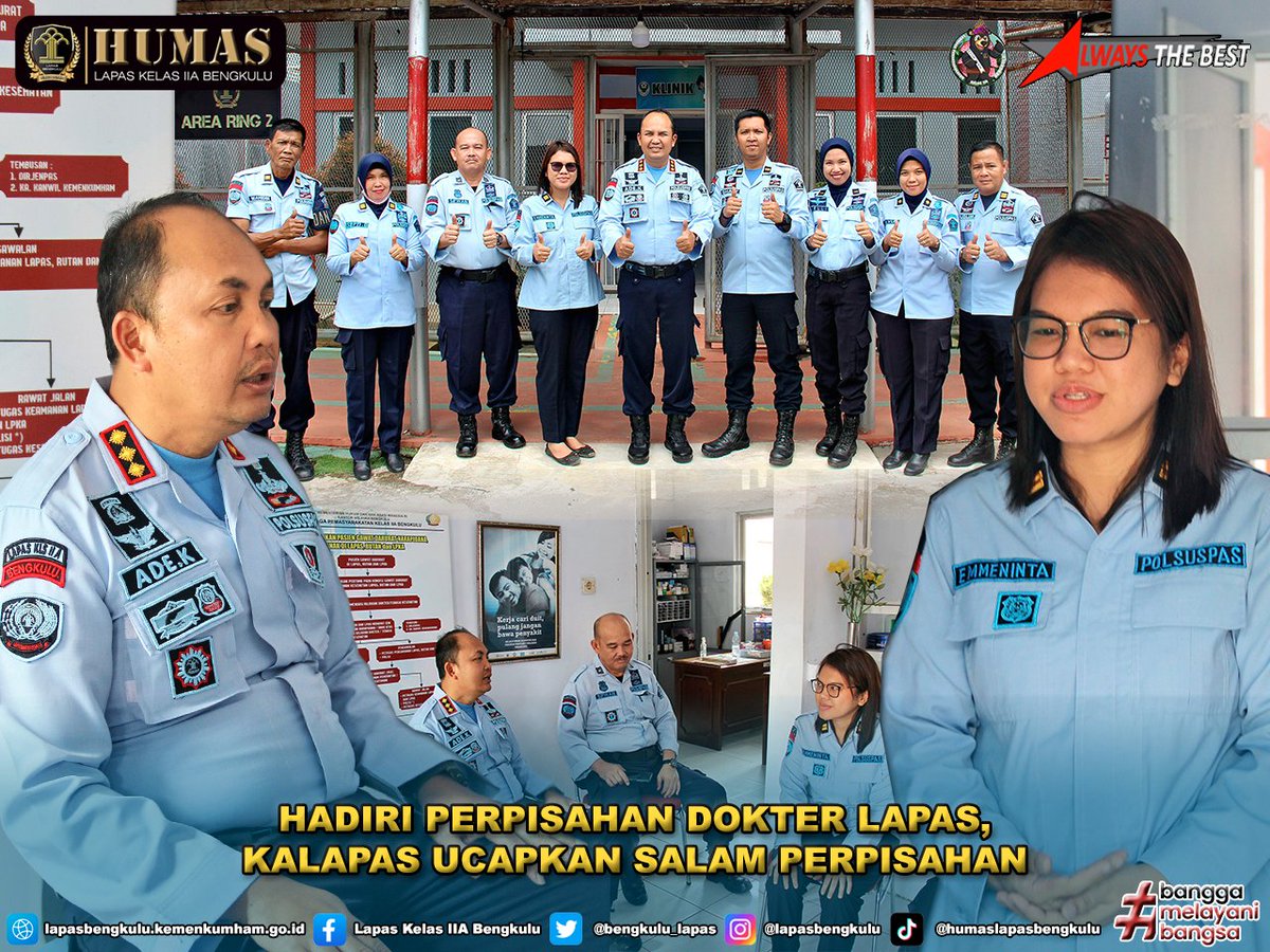 bengkulu_lapas's tweet photo. HADIRI PERPISAHAN DOKTER LAPAS, KALAPAS UCAPKAN SALAM PERPISAHAN 

#pemasyarakatan #lapasbengkulu #pengayoman #bengkulu #kemenkumhambengkulu #pastipadek #makinpasti #satgasgagakriang #diarykemenkumham https://t.co/TitXGglQtD