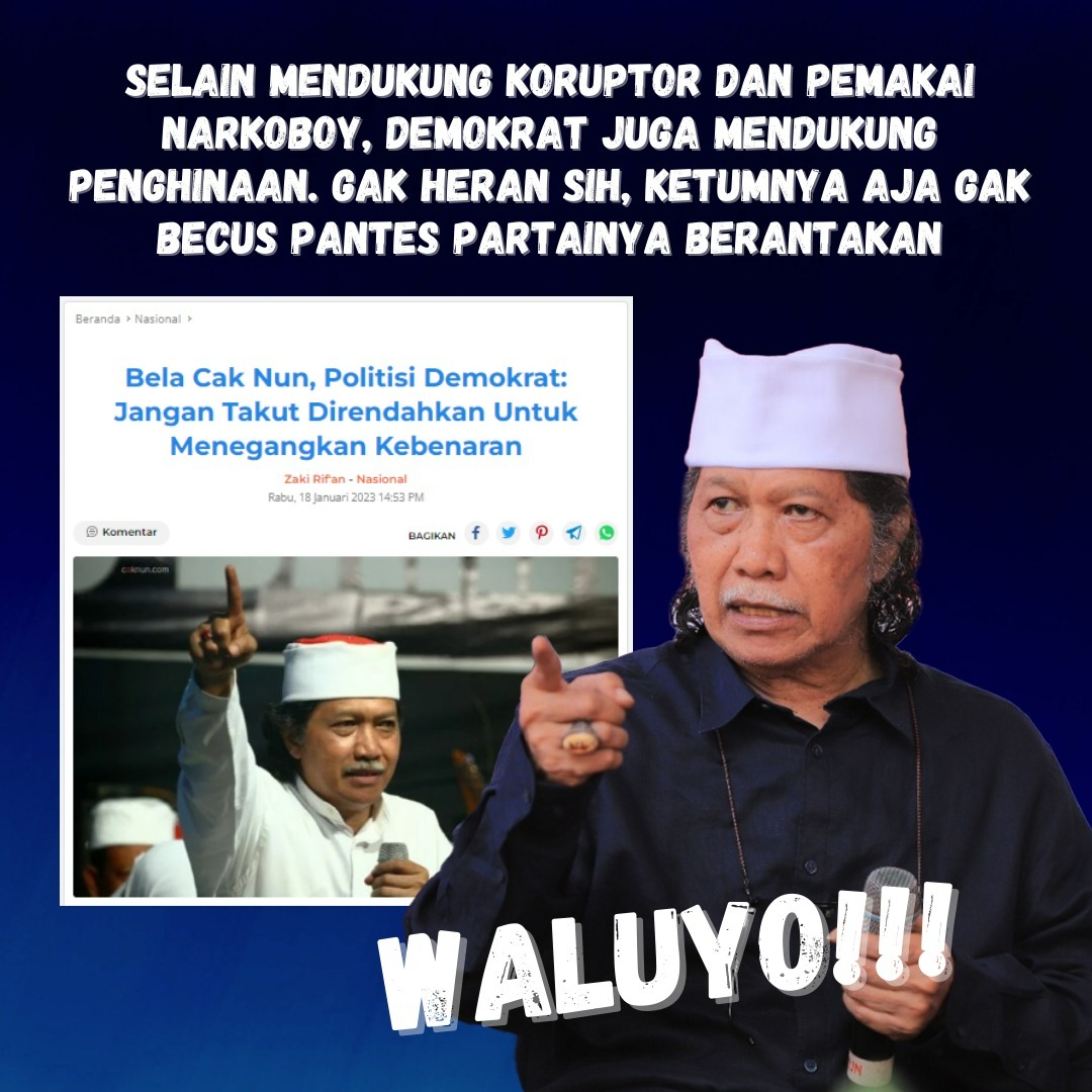 riverfide's tweet photo. Partai Demokrat Bela Cak Nun 
Jangan2 Cak Nun Kesambet Jin dari Hambalang https://t.co/q4UzBzUAXG
