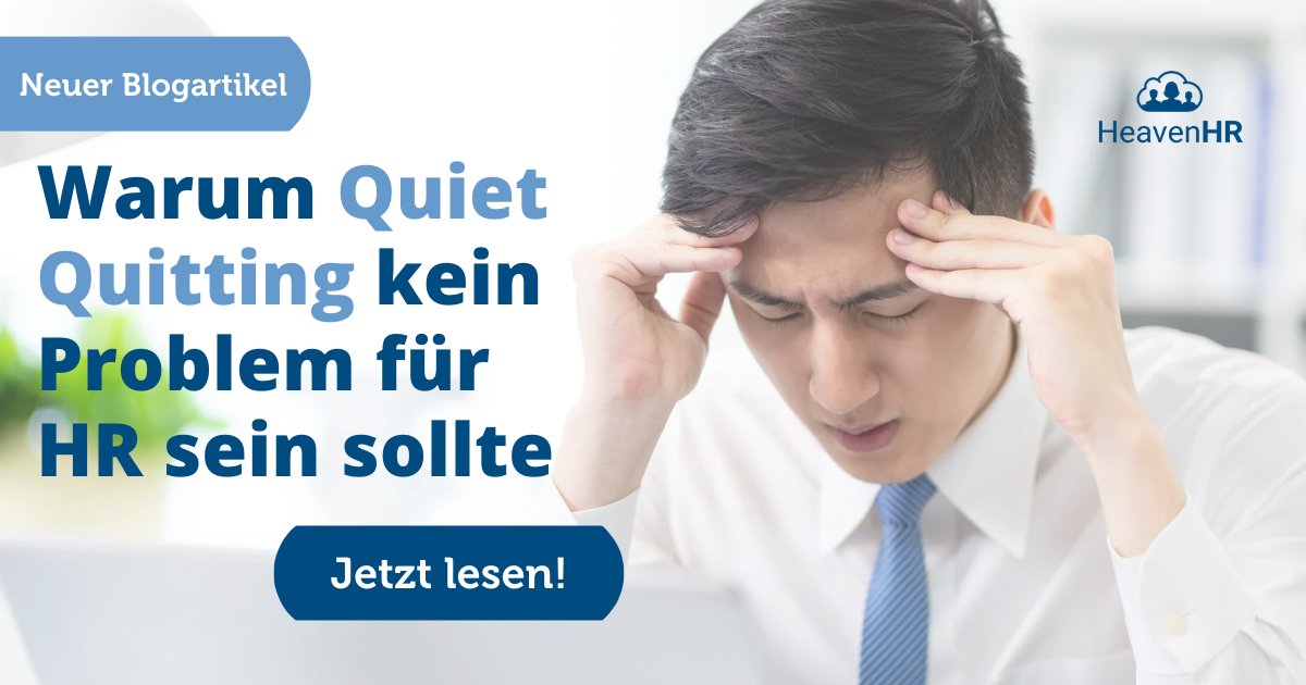 Seit Sommer 2022 wird heiß über #QuietQuitting diskutiert. Ist der Trend bereits in Deutschland angekommen? Wir erklären Ihnen in unserem Blogartikel, warum der "Dienst nach Vorschrift" kein Problem für #HR bedeuten muss. Hier lesen: blog.heavenhr.de/quiet-quitting/